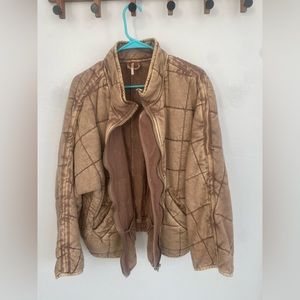 Free People Dolman Quilted Knit Jacket- champagne diamonds size M brand new